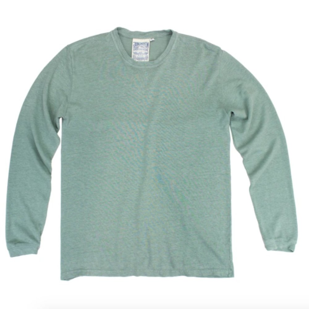 Jungmaven Baja Long Sleeve Hemp Tee in Clay Green